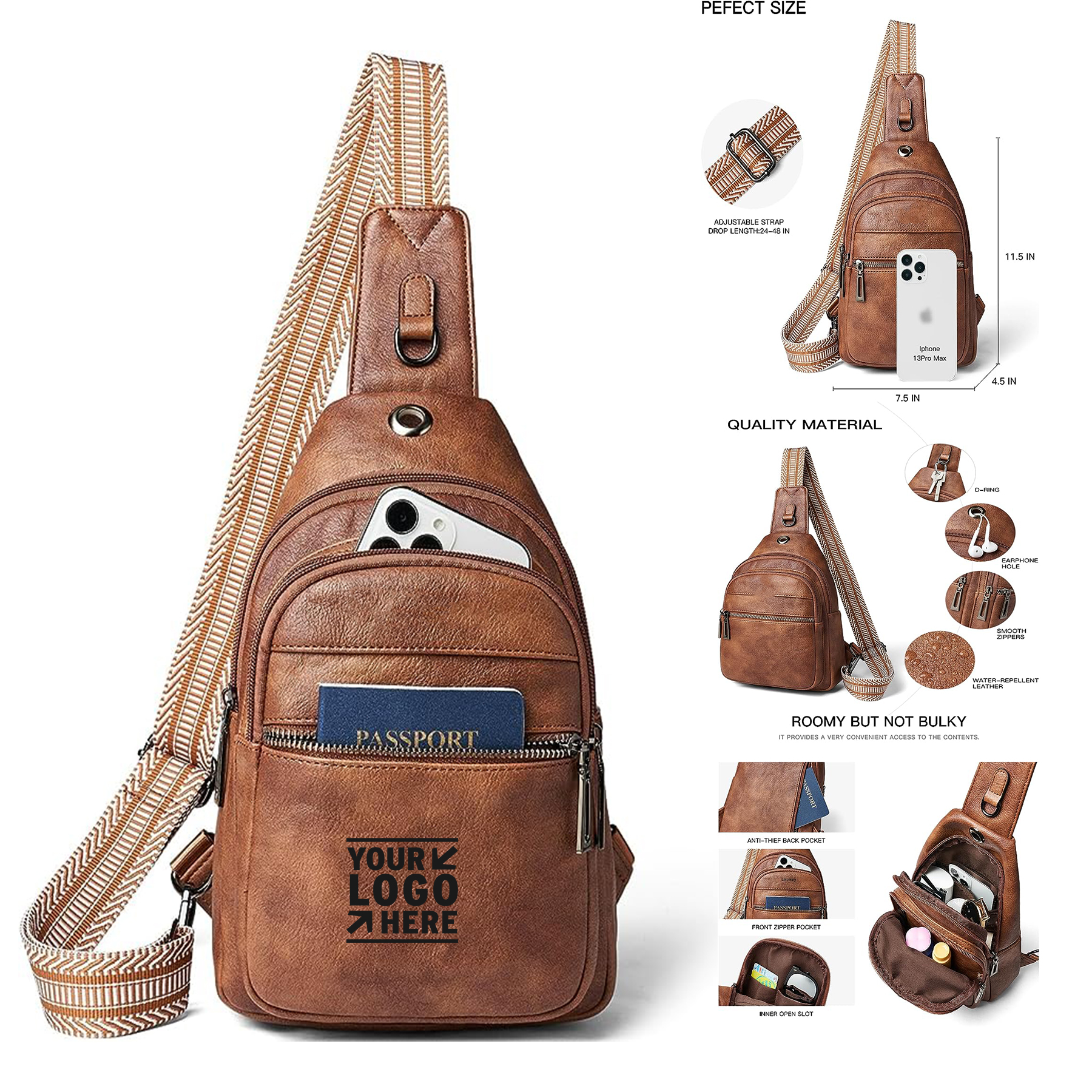 Women Faux Leather Anti Theft Small Casual Backpack Fanny Pack Crossbody Chest Sling Bag 2