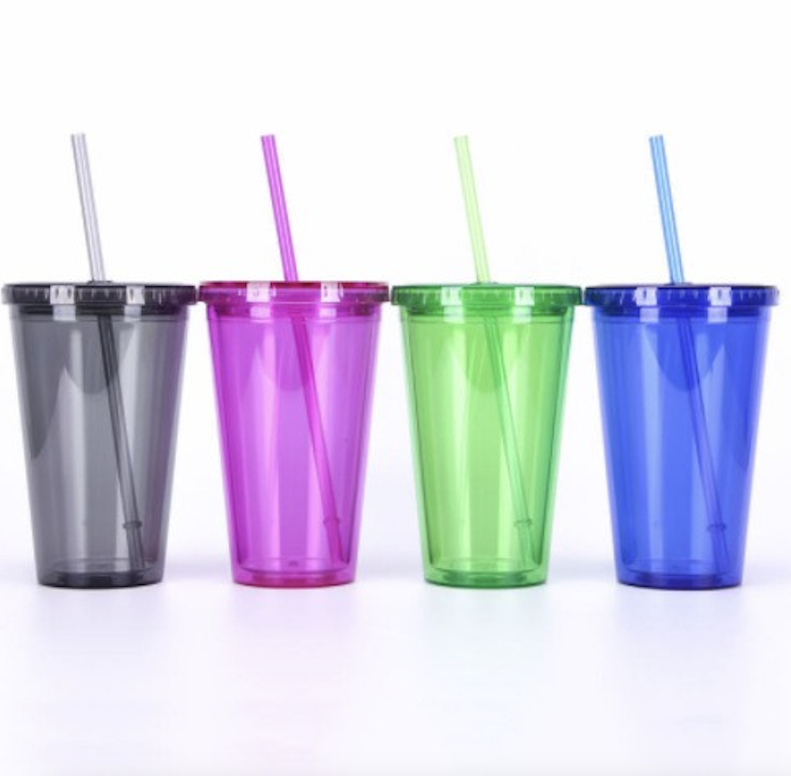 12oz Double Wall Plastic Cup with Straw 3