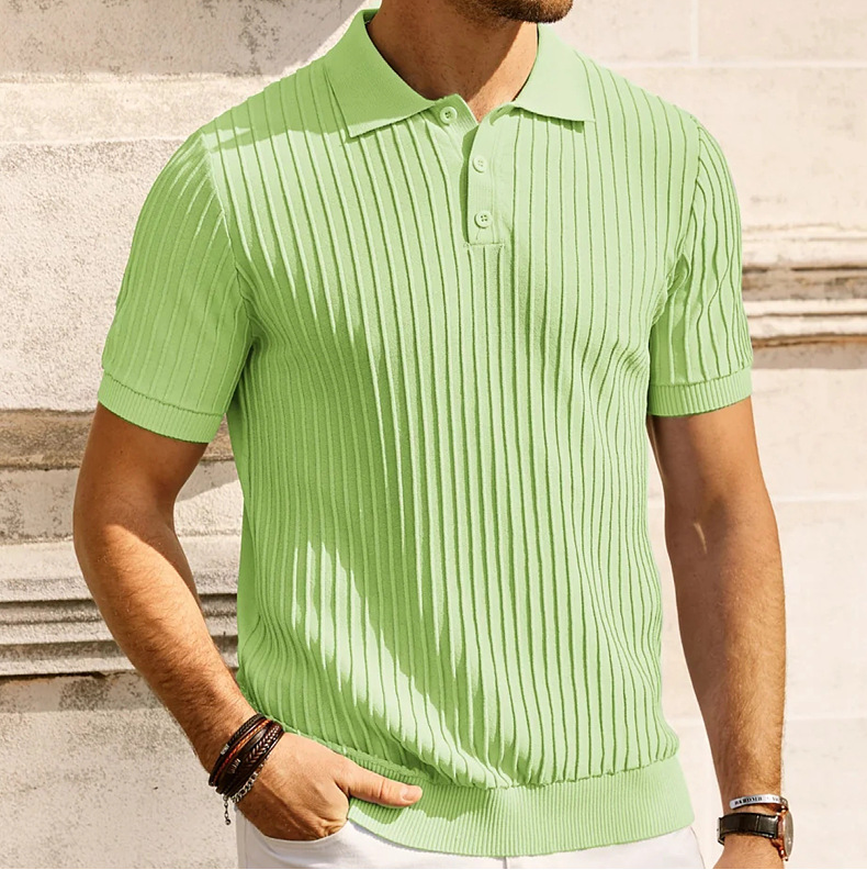 Mens Textured Knit Polo Shirts 6