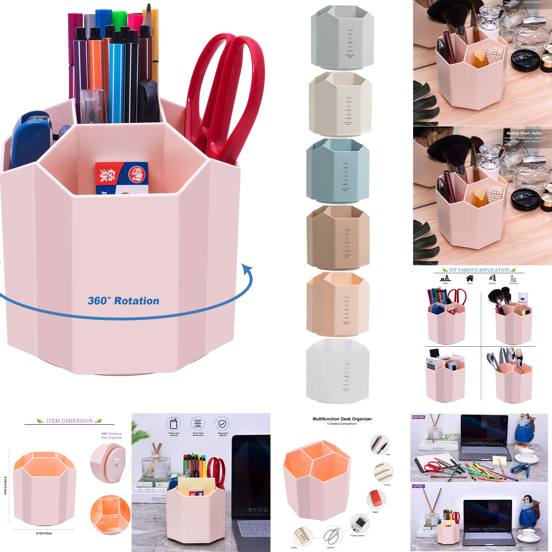 Rotating 5 Grid Pen Holder 2