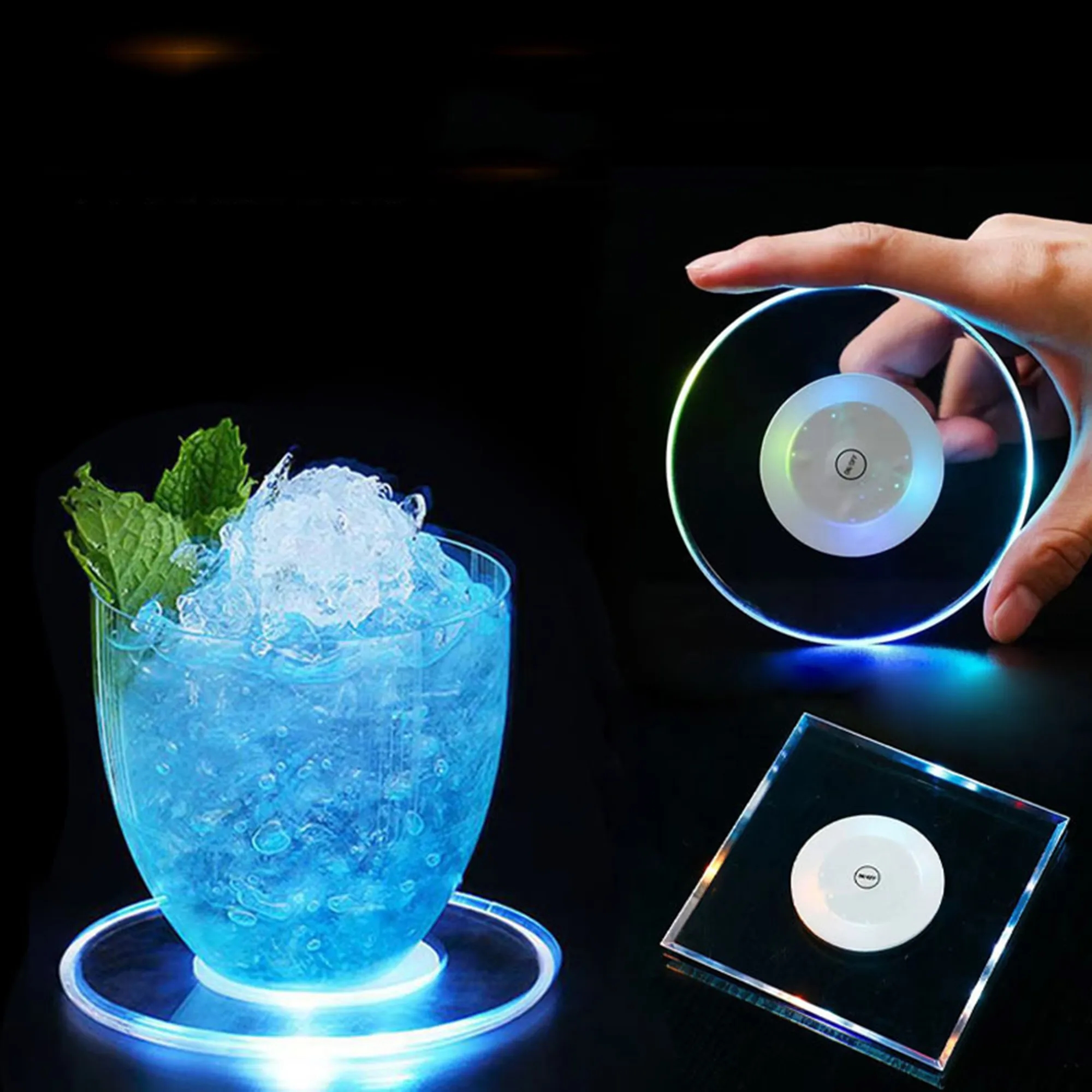 Customizable Logo Multicolor LED Acrylic Coaster " 3