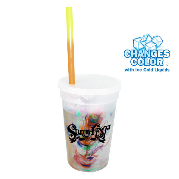Mood™ 17 oz. Rainbow Confetti Cup/Straw/Lid Set 6