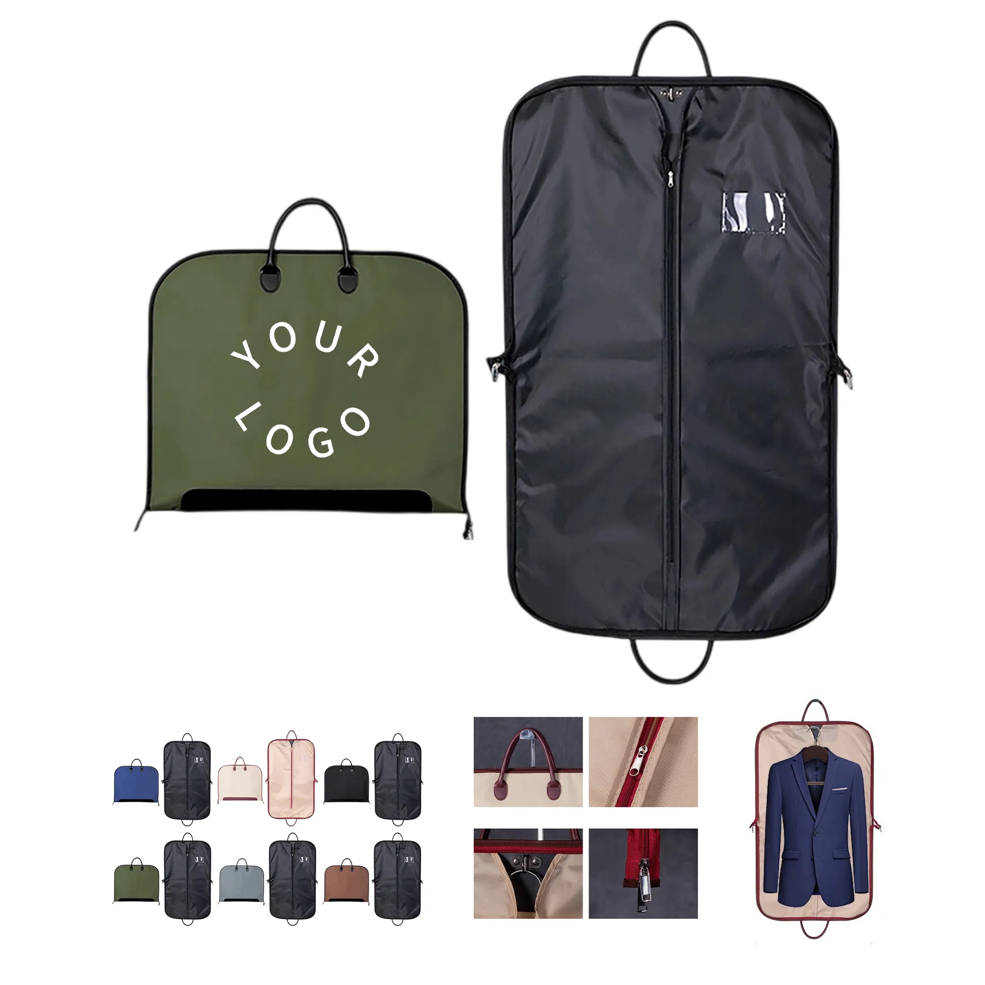 Oxford Garment Bag with Leather Handles 5