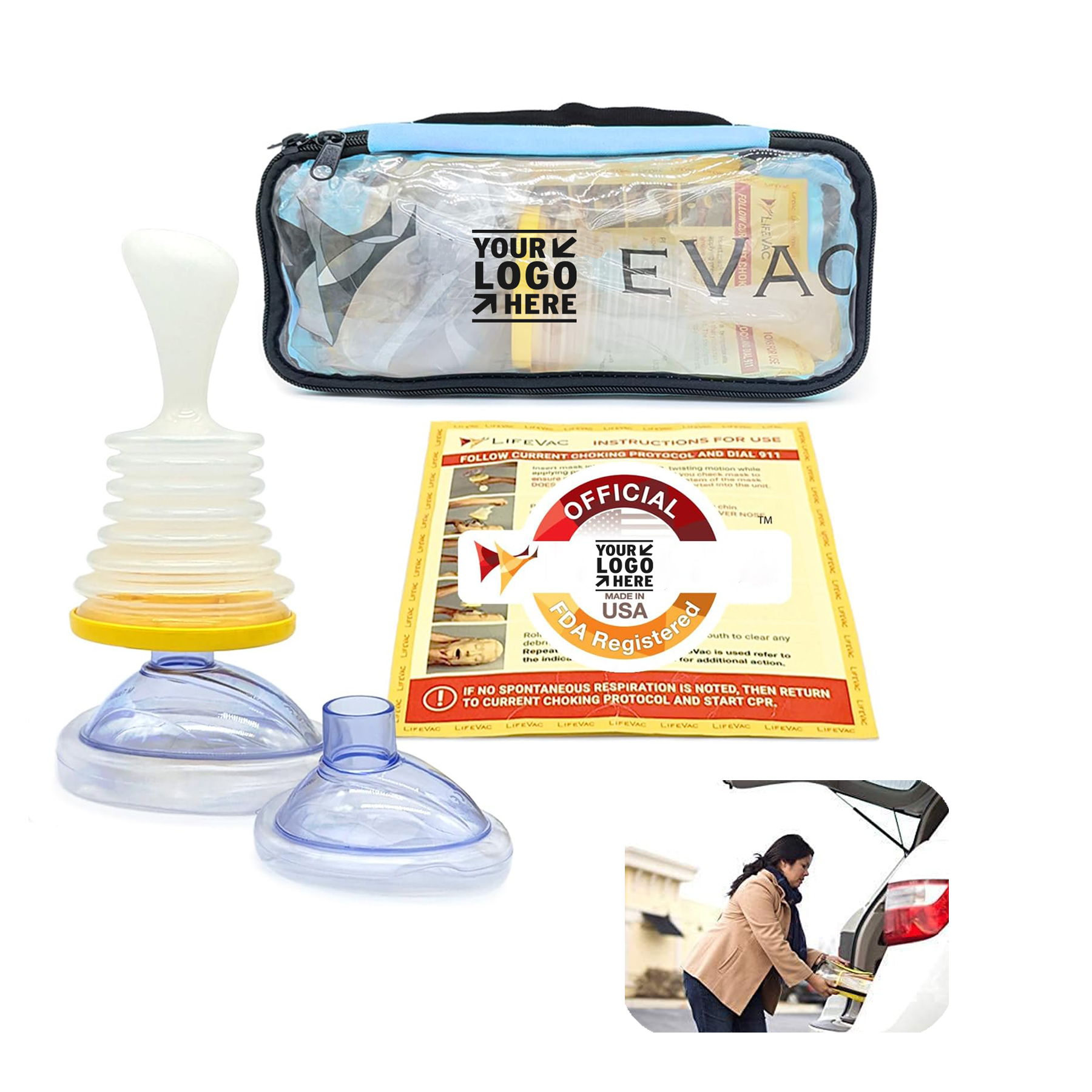 Kids Adults Travel Choking Rescue Device Portable Suction First Aid Kit 