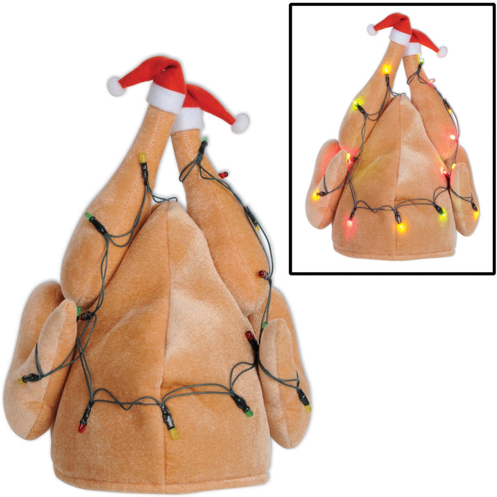 Light-Up Christmas Turkey Hats - Plush 2