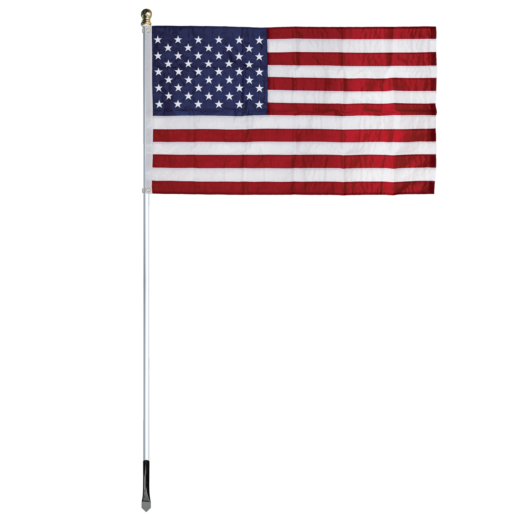 8' Silver Inground Economy Aluminum Display Pole w/ 3' x 5' Embroidered US Flag 3