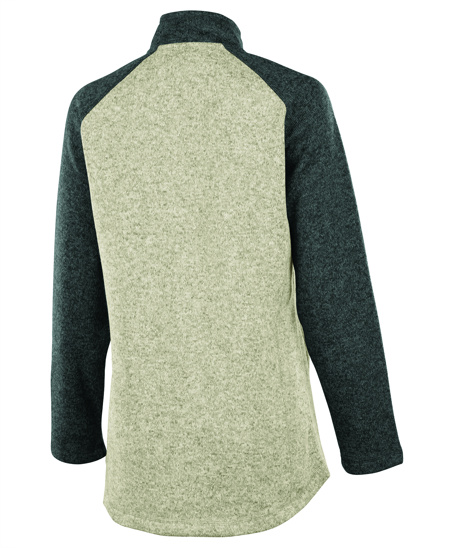 Women's Quarter Zip Color Blocked Heathered Fleece