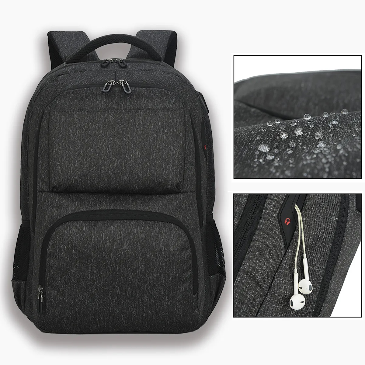 Durable Simple Travel Laptop Backpack With Usb Earphone Port 5
