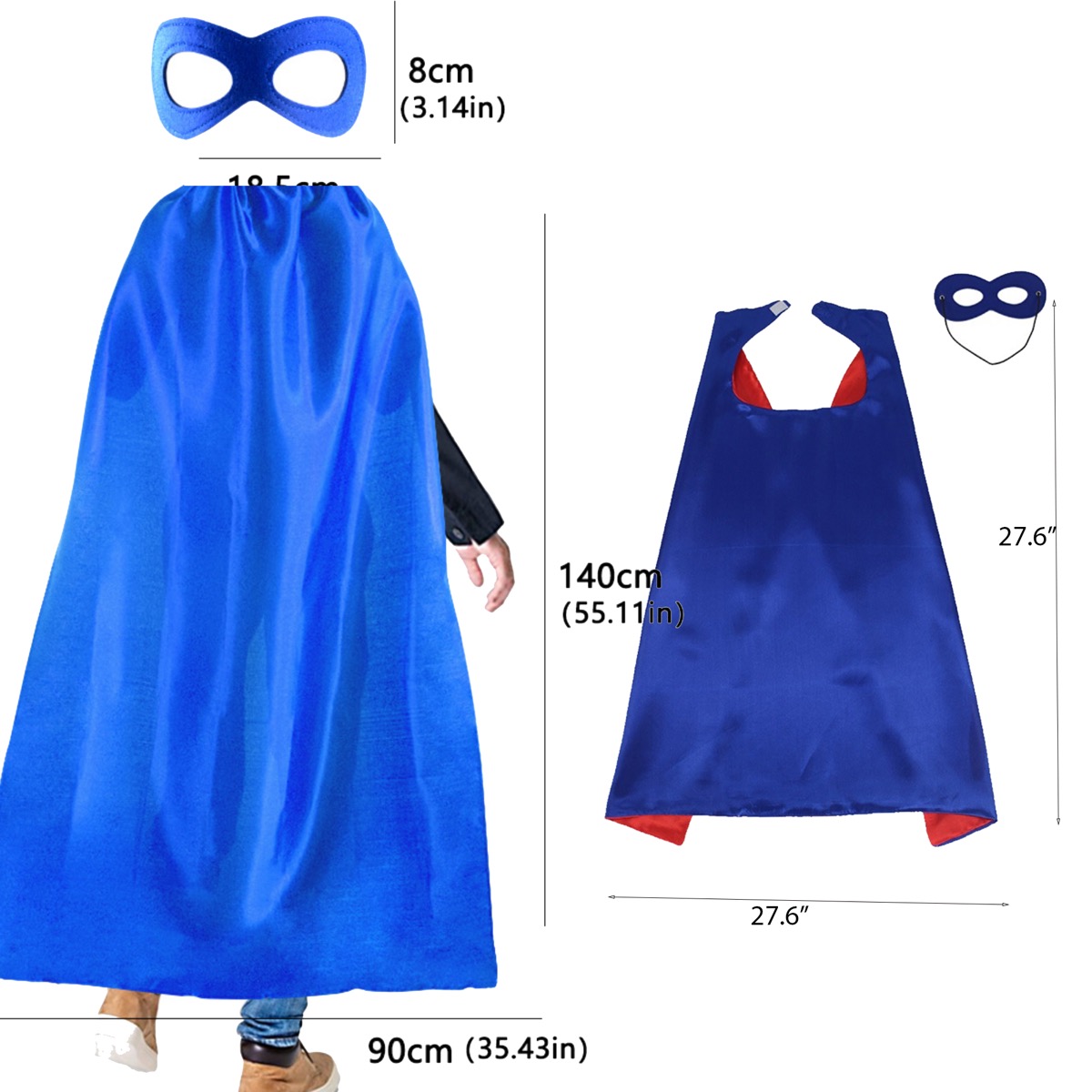 Masquerade Party Cloak Halloween Cape with Eye Mask 2