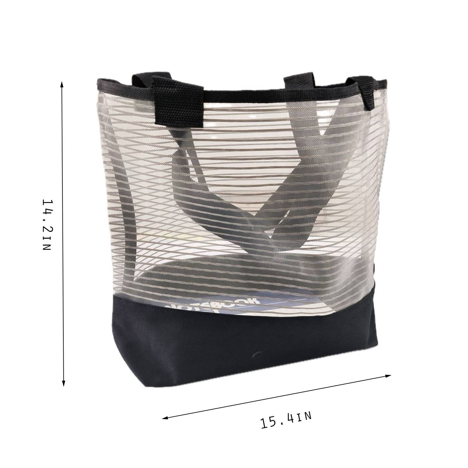 Sheer Mesh and Polyester Pinstripe Tote Bags 2