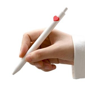 Elegant White Click Pen With Red Heart 7