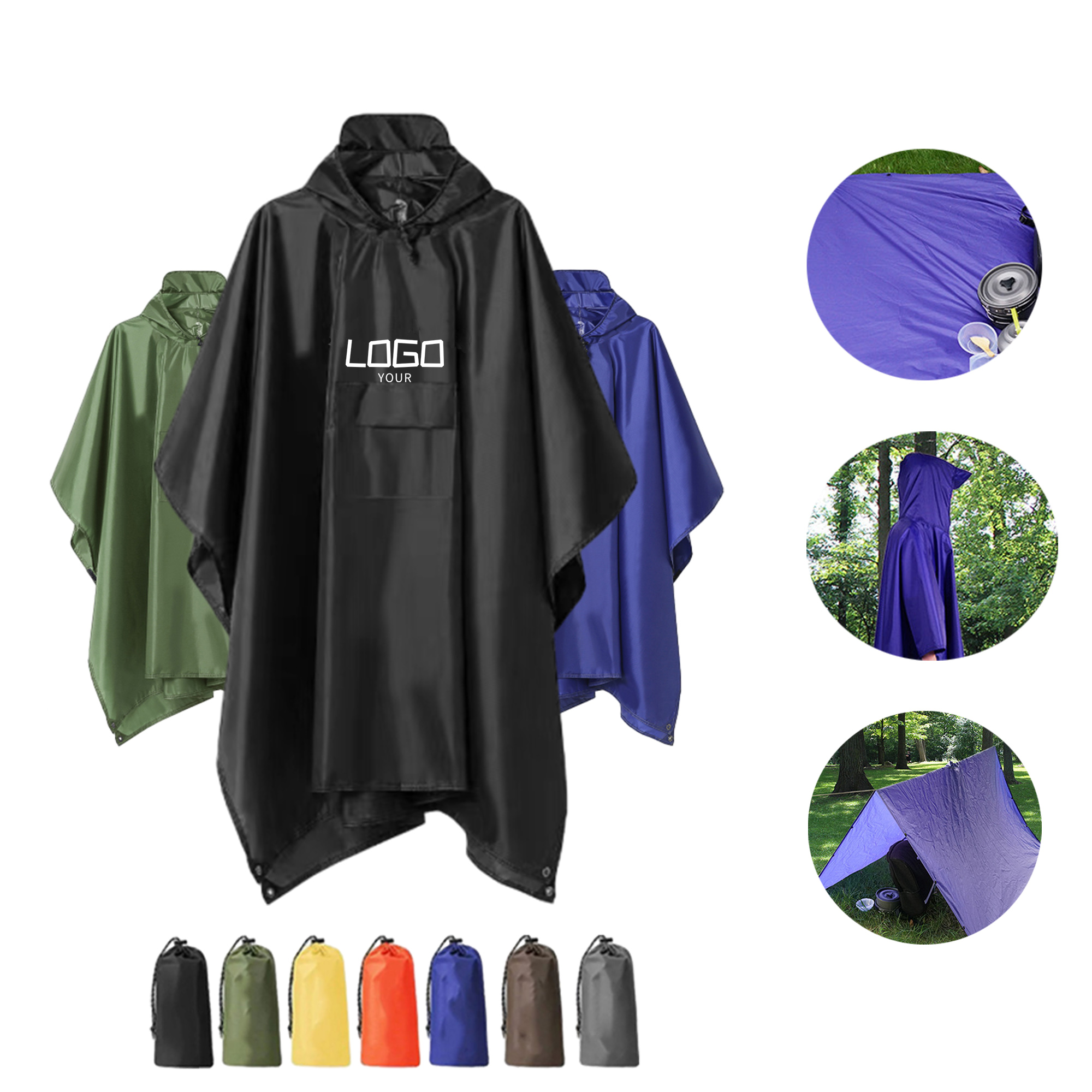 Multi-function 3 in 1 Hooded Waterproof Rain Poncho 2
