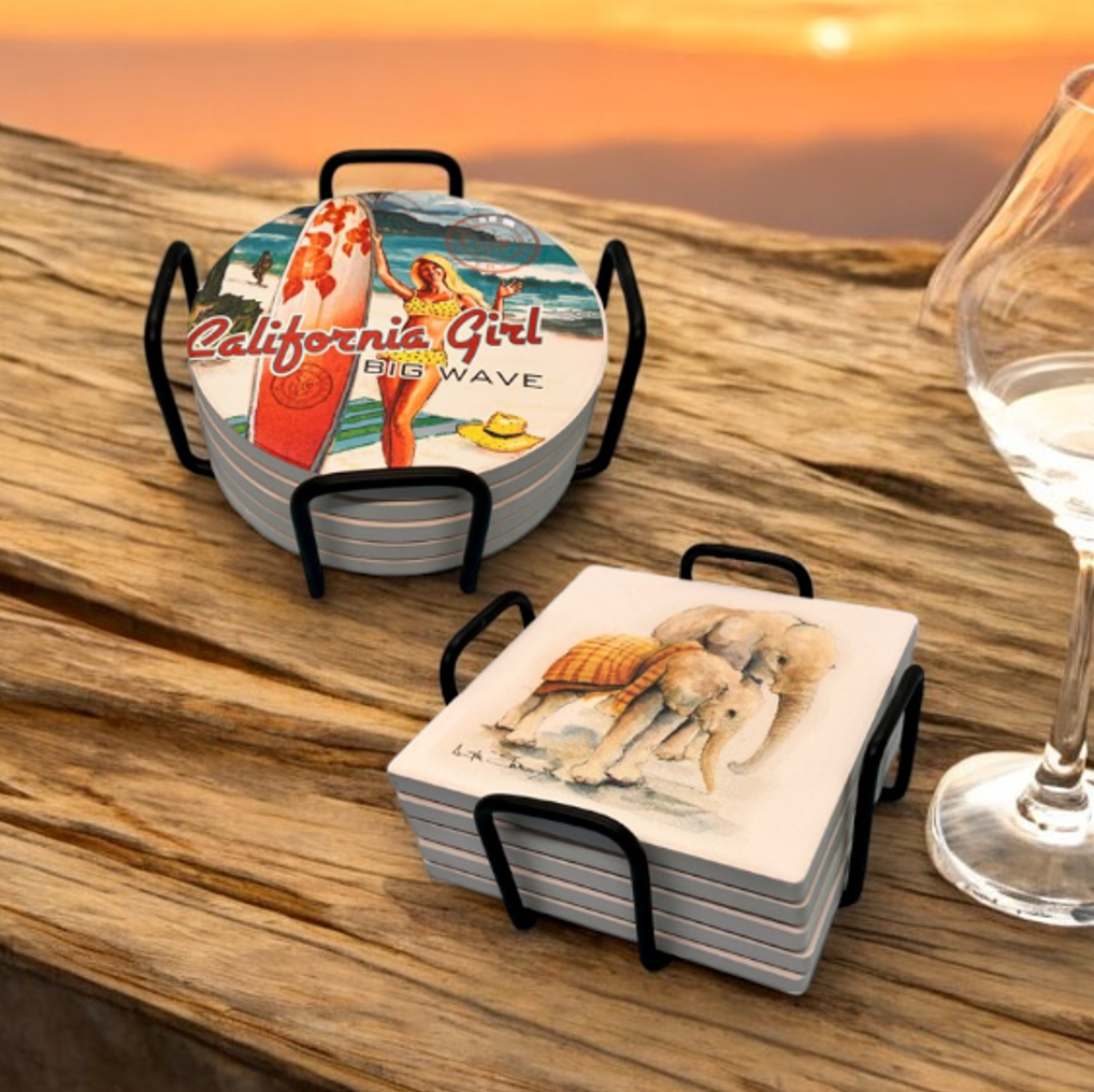 Geometric Metal 5 Coaster Holder Sets 4