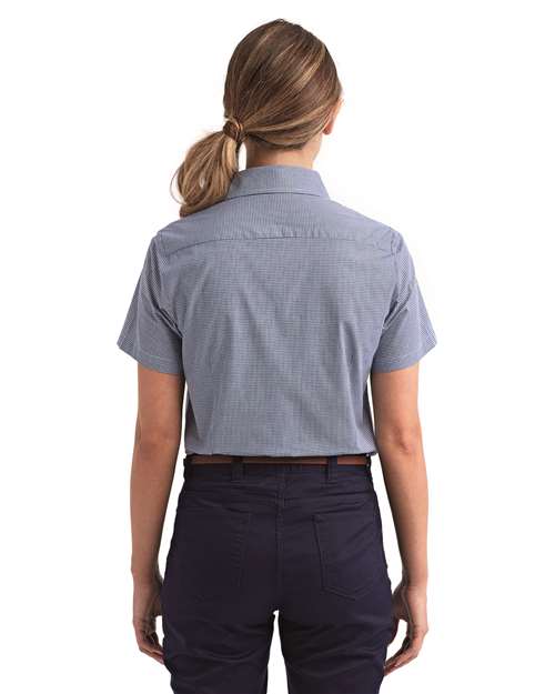 Women's Microcheck Gingham Short Sleeve Cotton Dress Shirt - RP321 18
