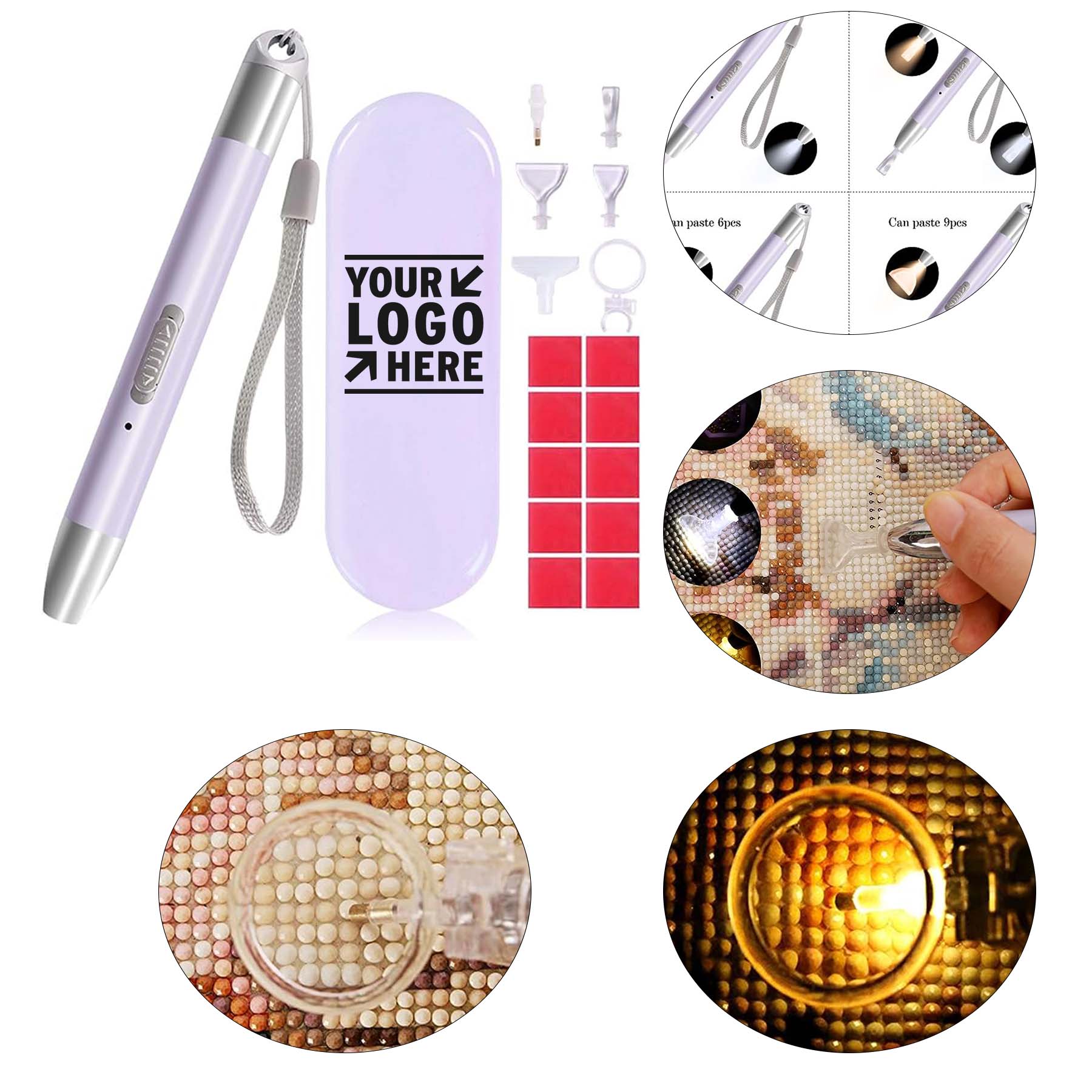Diamond Painting Drill LED Pen Replacement Heads Magnifier Storage Case for DIY Crafts Tools