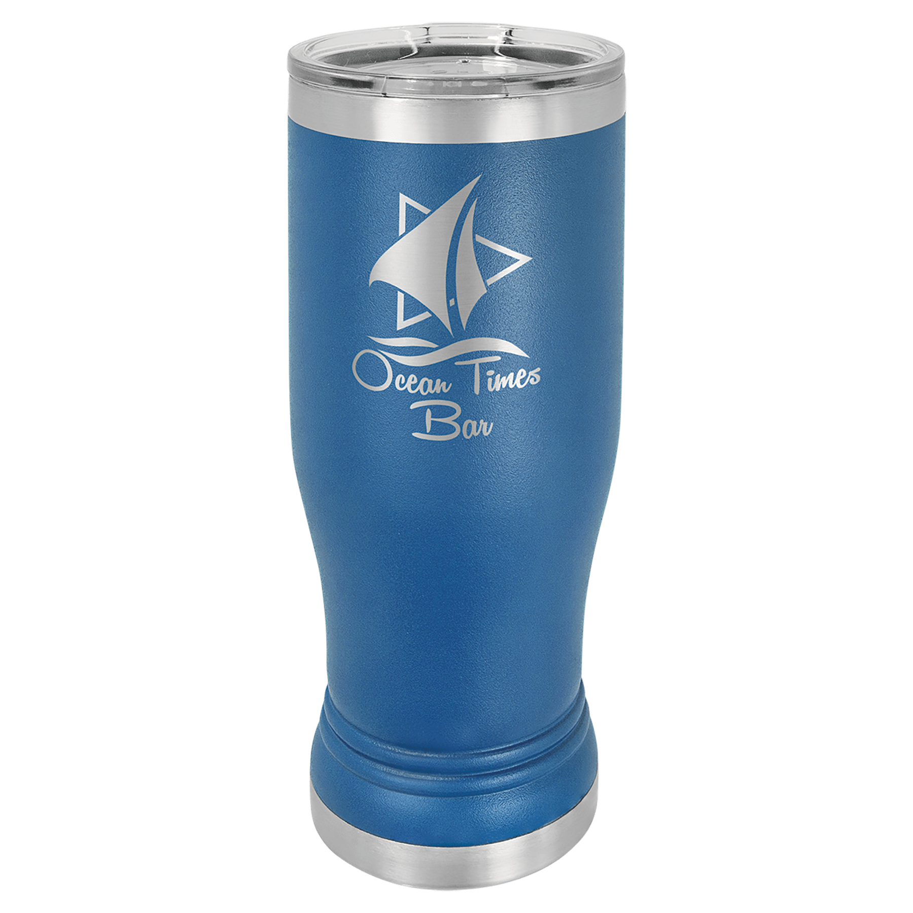 14 oz. Royal Blue Laser Engraved Polar Camel Pilsner Tumbler w/Clear Lid 2
