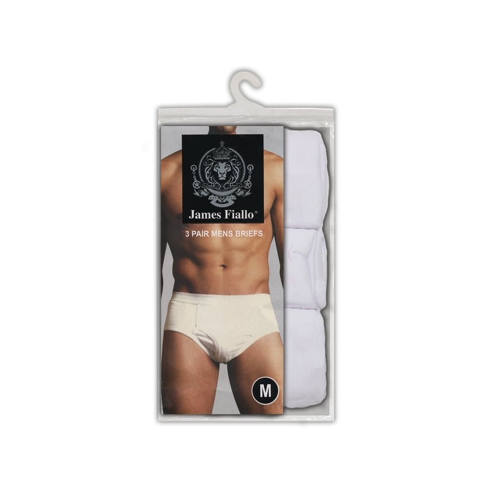 Men's James Fiallo 3 Pack Briefs - White - S M L XL 2