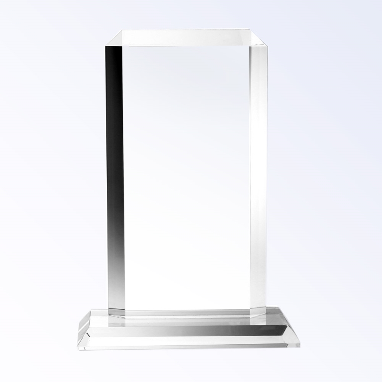 Vertical Rectangle Plaque with Base Optic Crystal Award - Medium