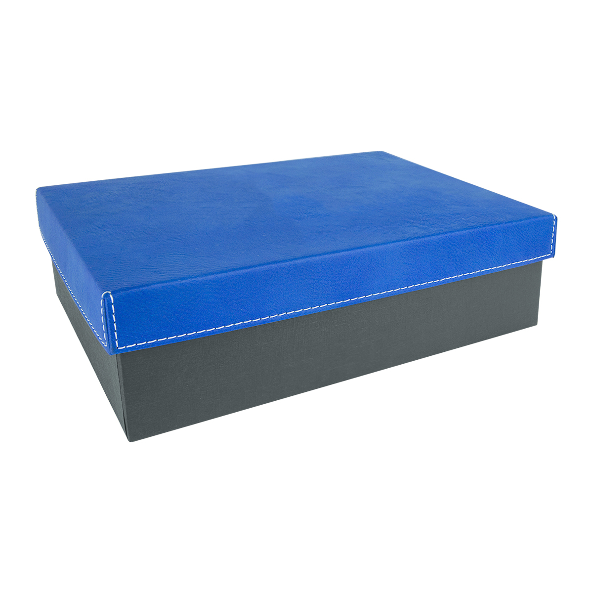9 3/4" x 7" Blue/Silver Leatherette Gift Box 1