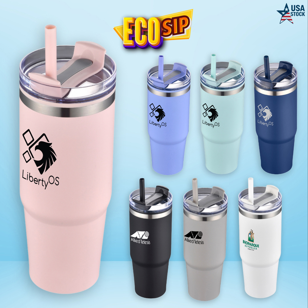 EcoSip 30oz Stainless Steel Outer Tumbler with PP Inner & Straw 3