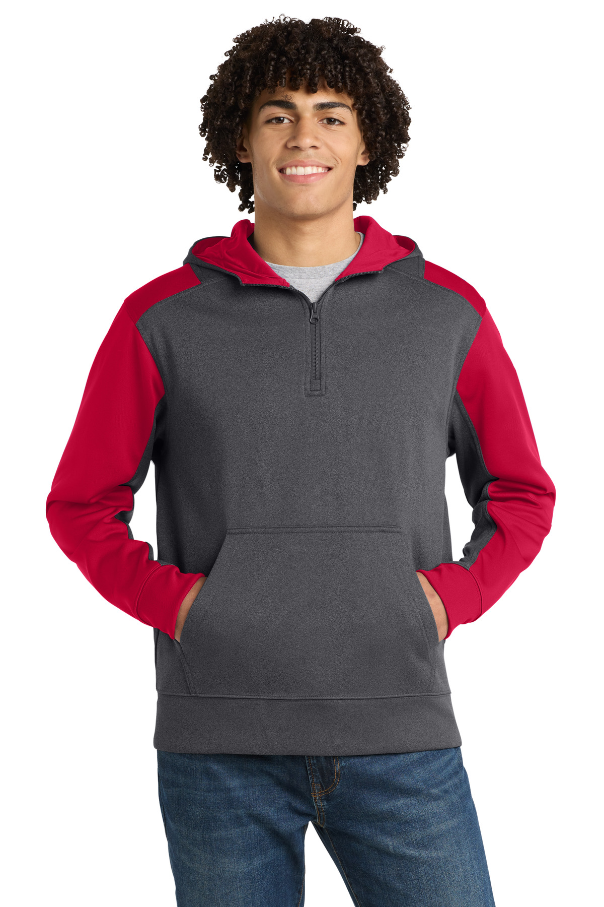 Sport-Tek Tech Fleece Colorblock 1/4-Zip Hooded Sweatshirt. ST249, custom hoodie or sweatshirt with logo imprint 5