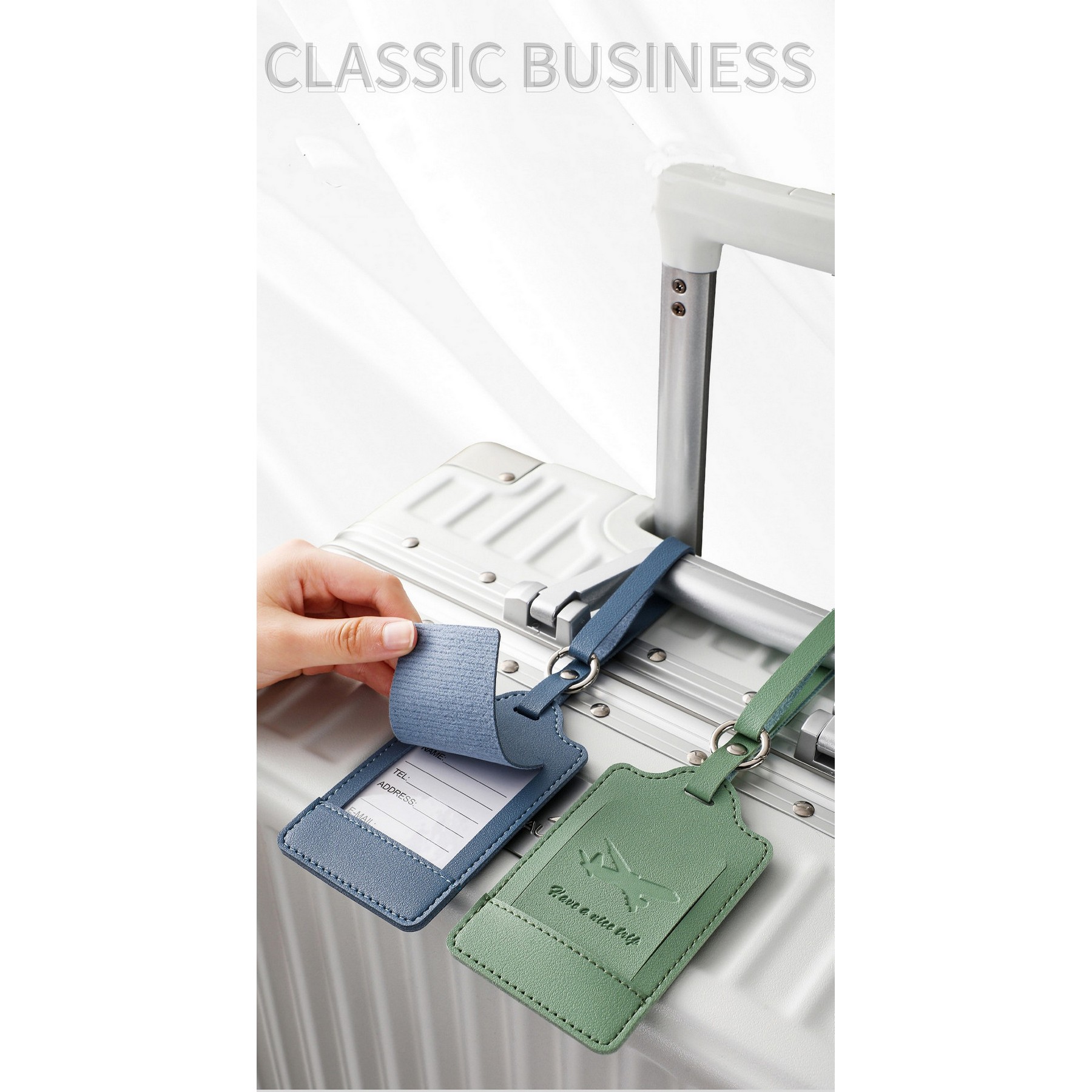 Easy to Fasten PU leather Luggage Tag 3