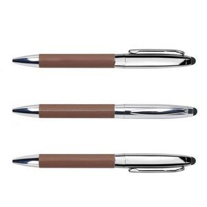PU Leather Barrel Metal Pen With Stylus 8