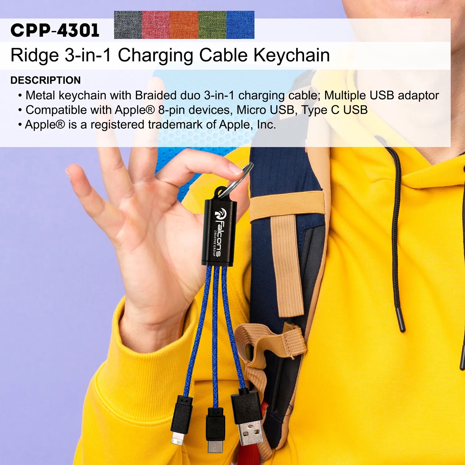 Ridge 3-in-1 Charging Cable Keychain 11