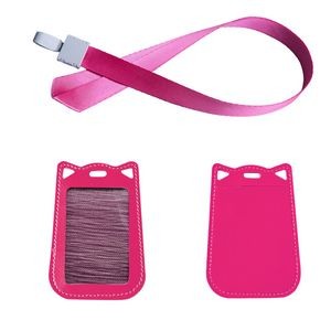 Cat Ear Shaped PU Leather Card Case With Keychain 4