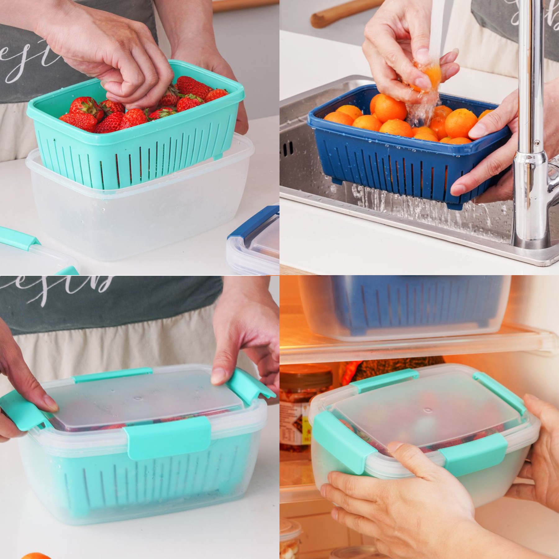 2-Layer Dry-Wet Separation Food Storage Containers With Lids 2