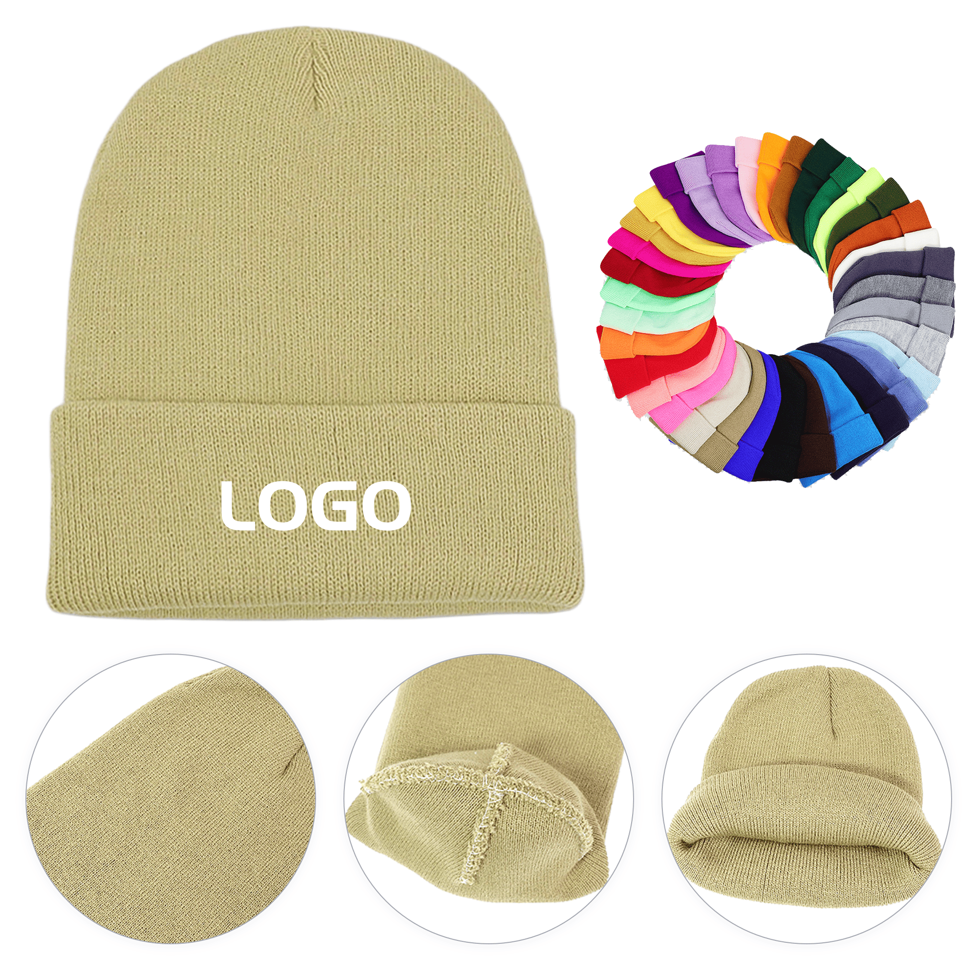 Customizable Solid Color Knitted Beanie 2