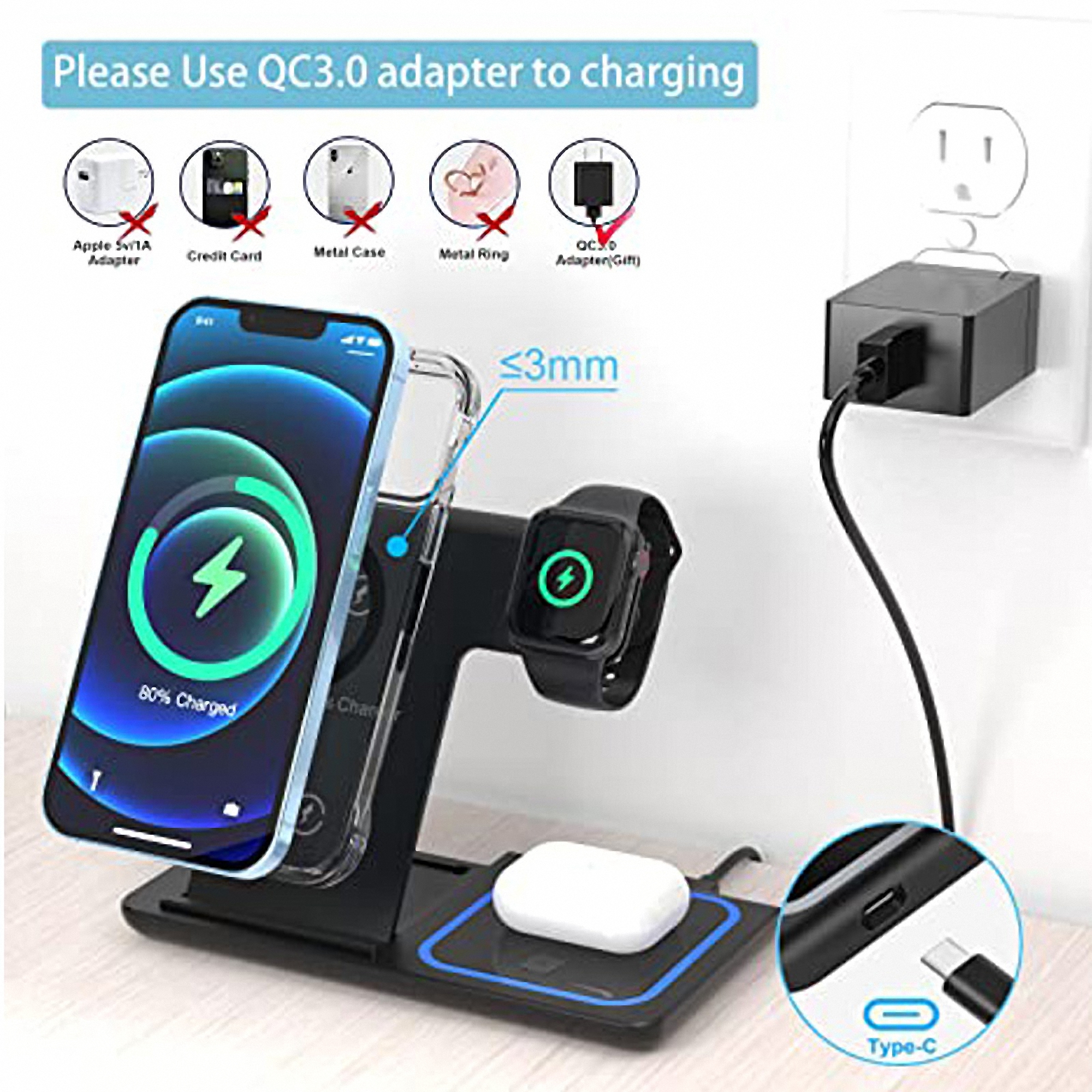 3-in-1 Foldable Wireless Charger Stand for Mobile Phones 4