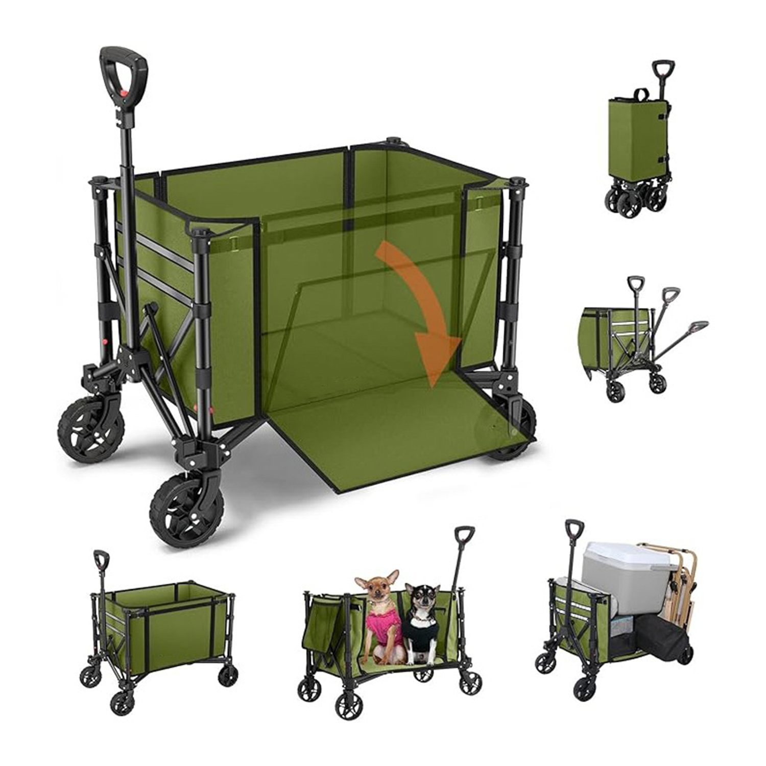 Heavy-Duty Foldable Camping Cart with Shopping Basket 4