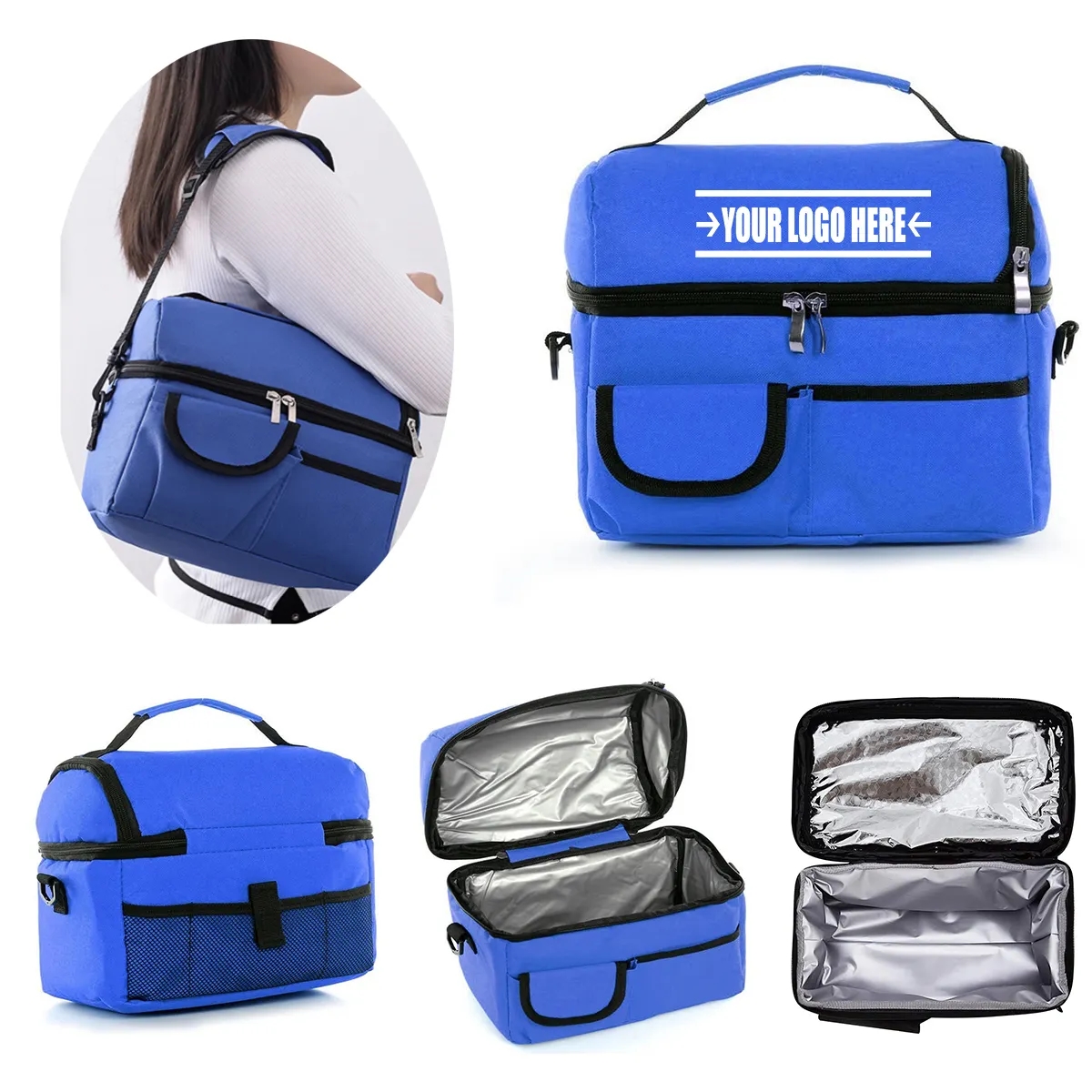 Portable Insulated Cooler Lunch Bag with Side Pocket 4
