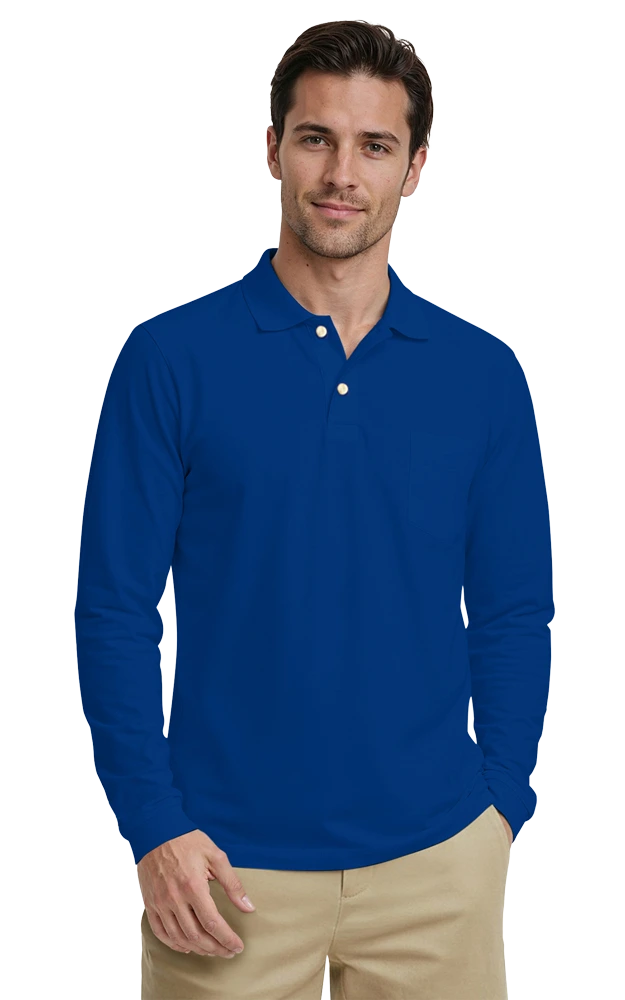 Adult Superblend L/S Pocketed Polo 49