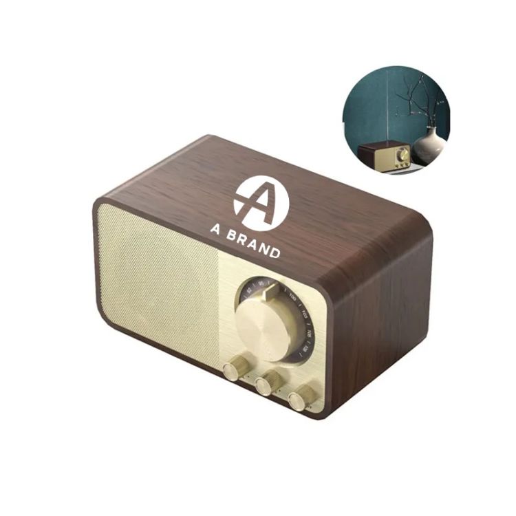 Wood Cabinet Mini Bluetooth Speaker with FM Tuner 1