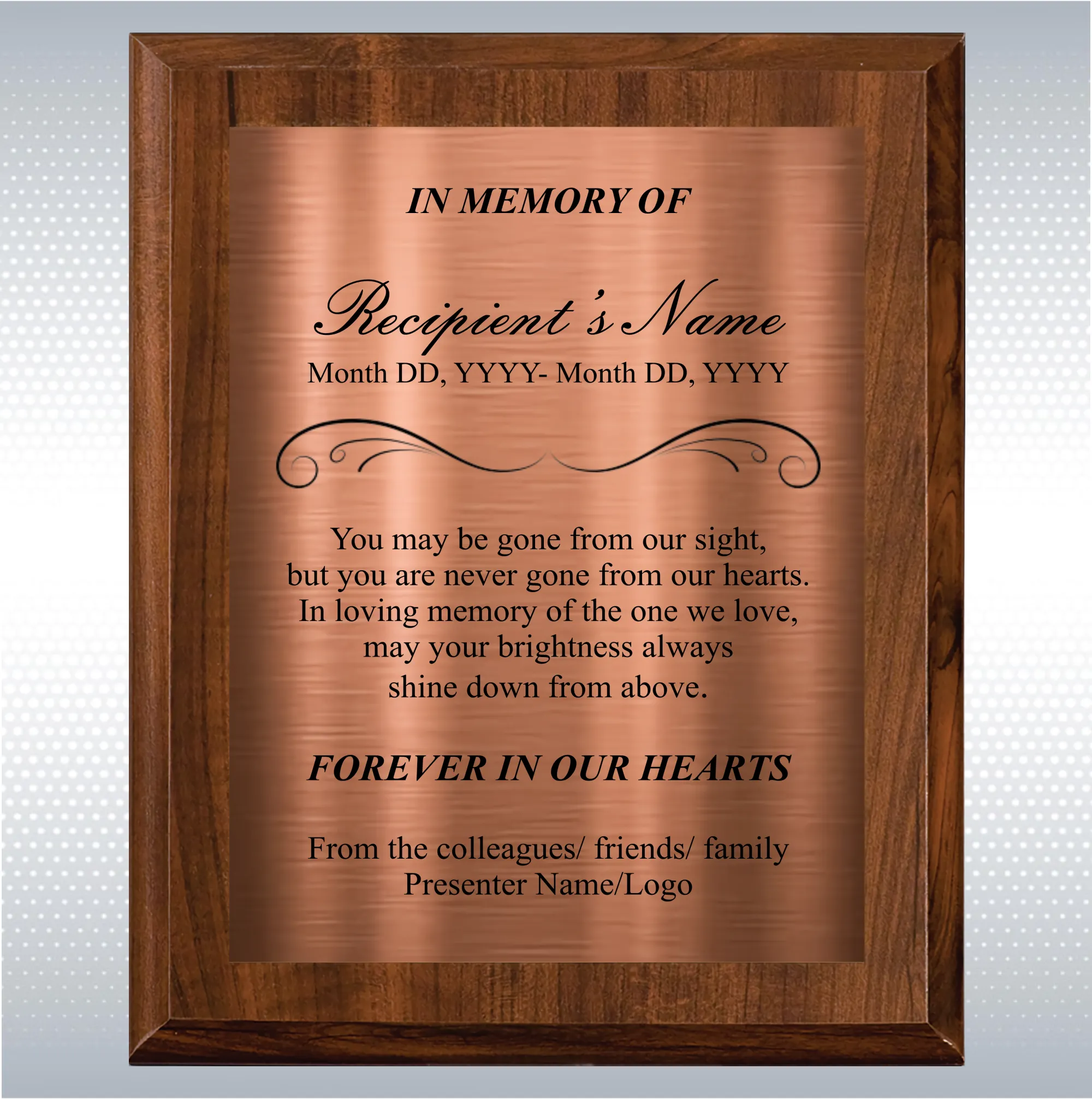 Cherry Finish Personalized Memorial Gift Aaward 18