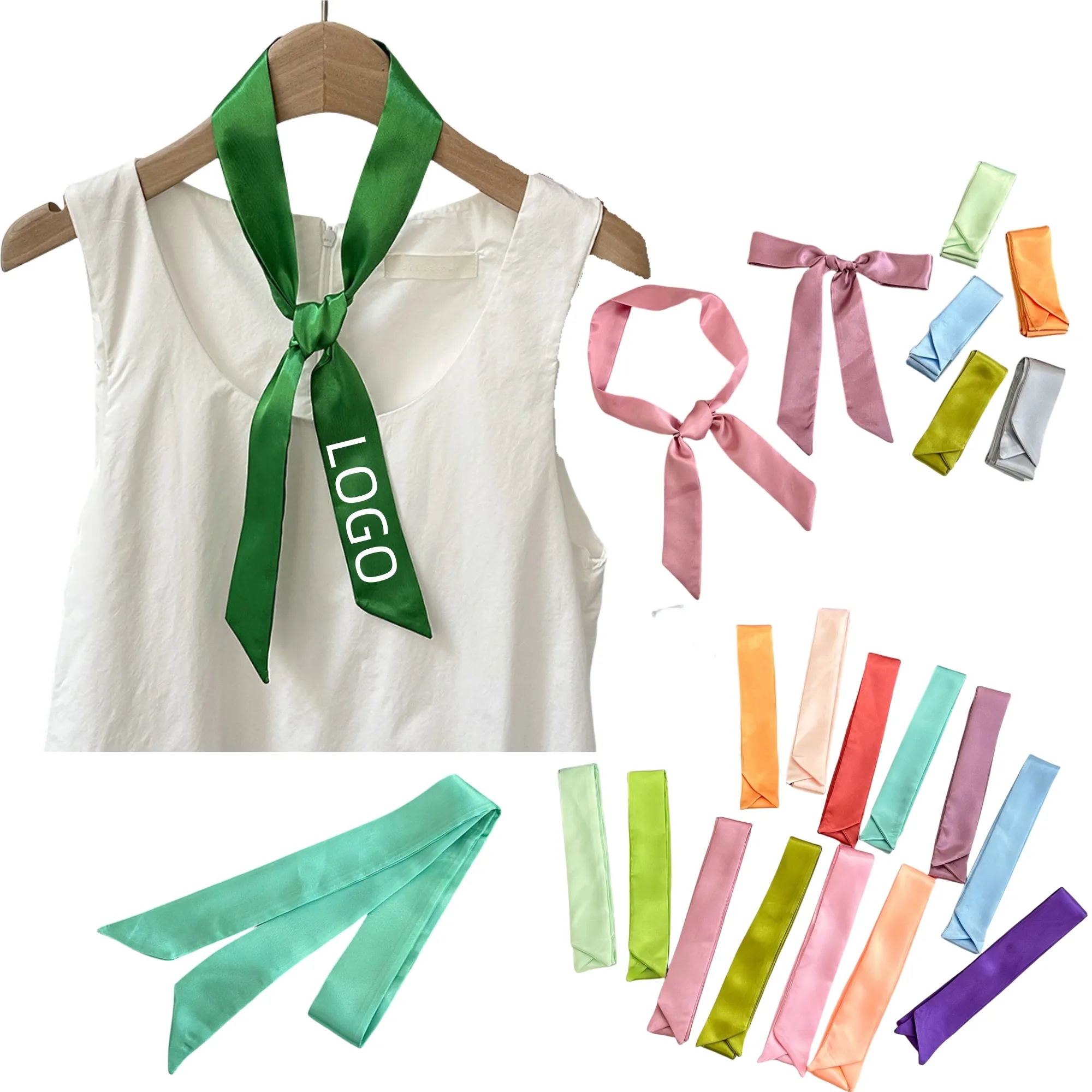 Elegant Long Scarf: Versatile Neckwear & Hair Accessory 2