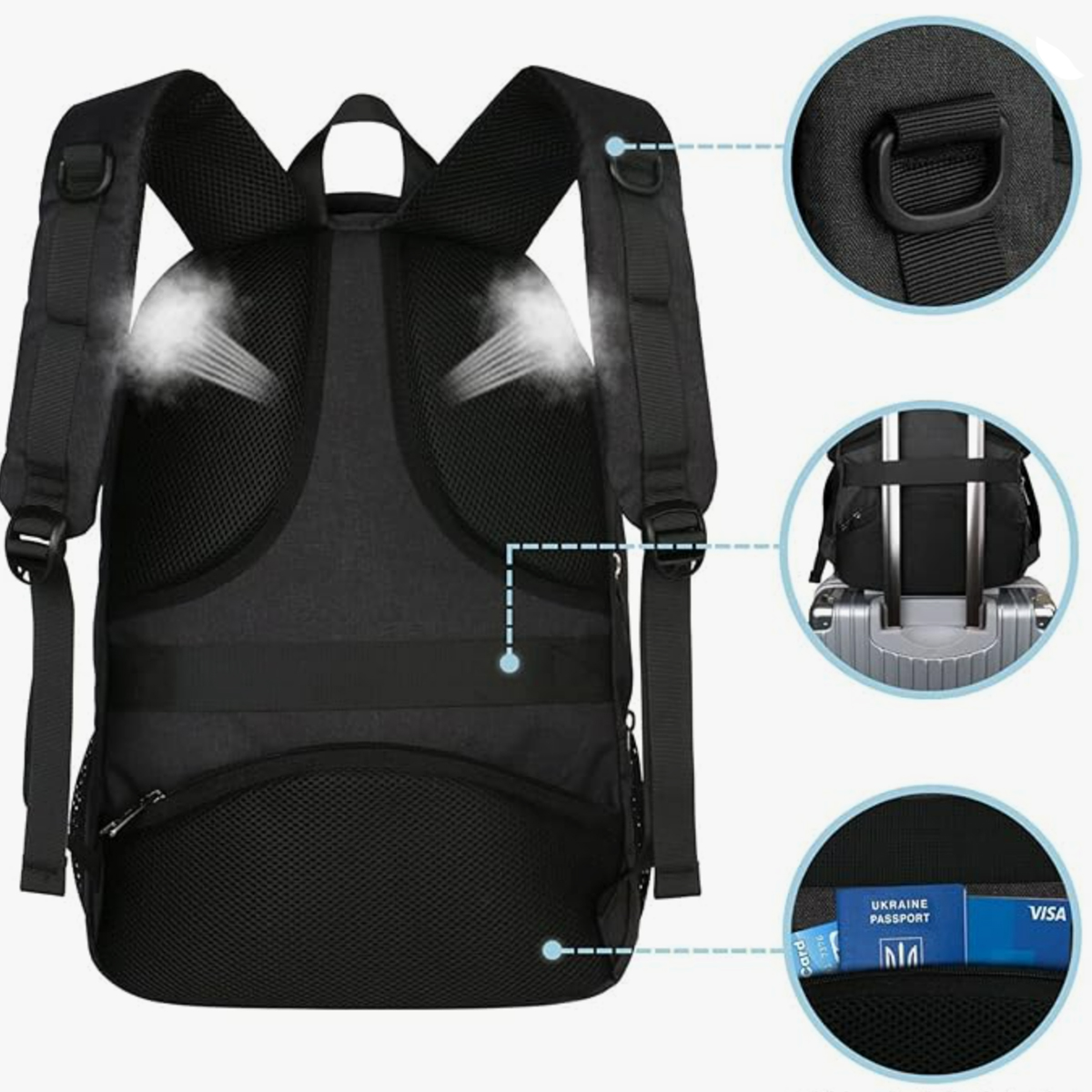 30L Business Laptop Backpack with USB Port 5