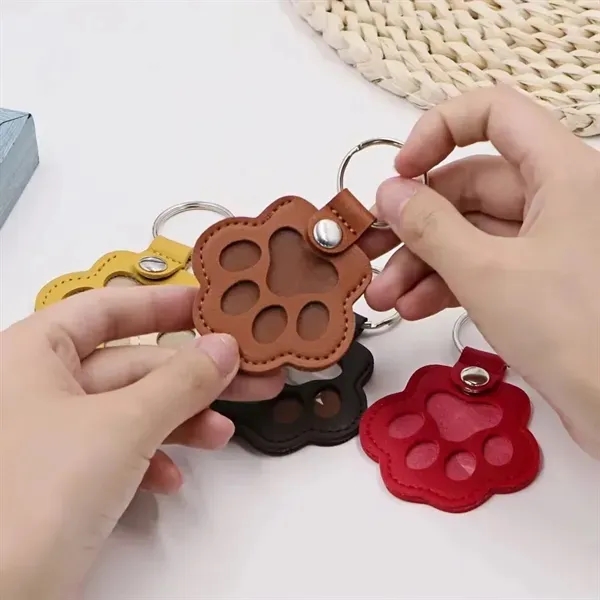Paw Print Pet Hair Keepsake Leather Keychain 11