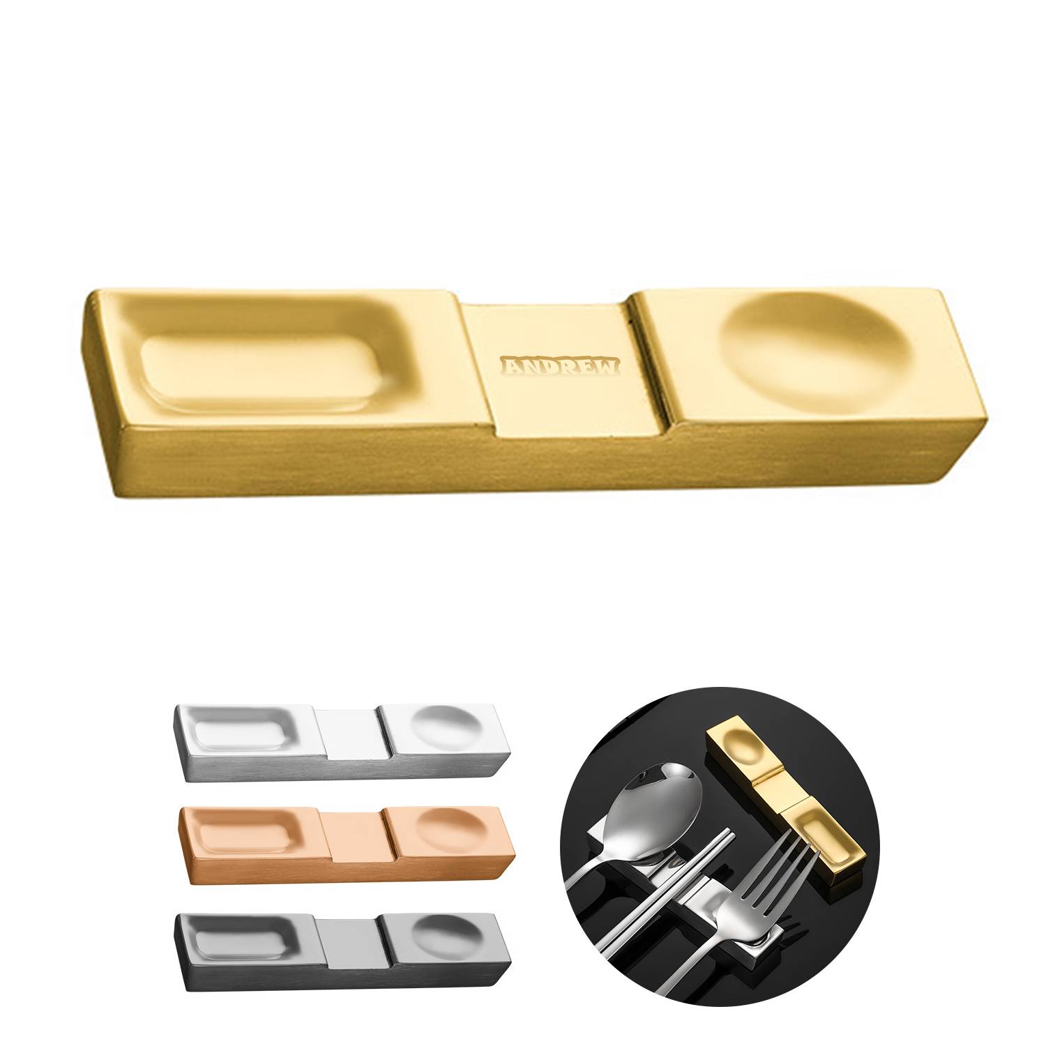 Stainless Steel Chopstick Spoon Fork Rests 2