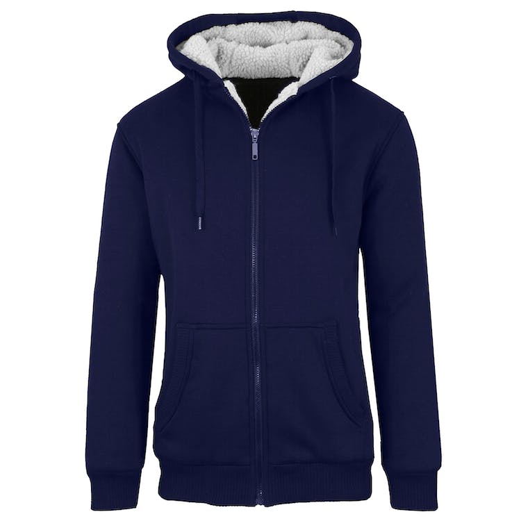Men's Heavyweight Sherpa Hoodies - Navy S-XL 2