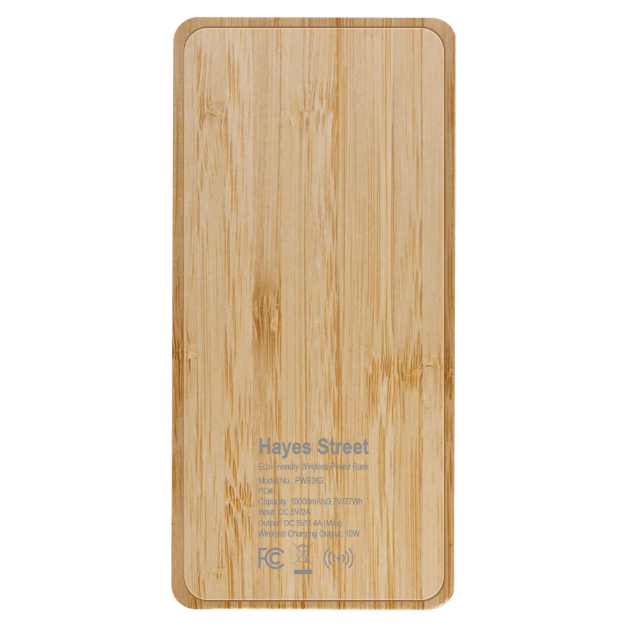Eco-Friendly Bamboo 10W Fast Wireless Charger And 10000mAh Power Bank 12