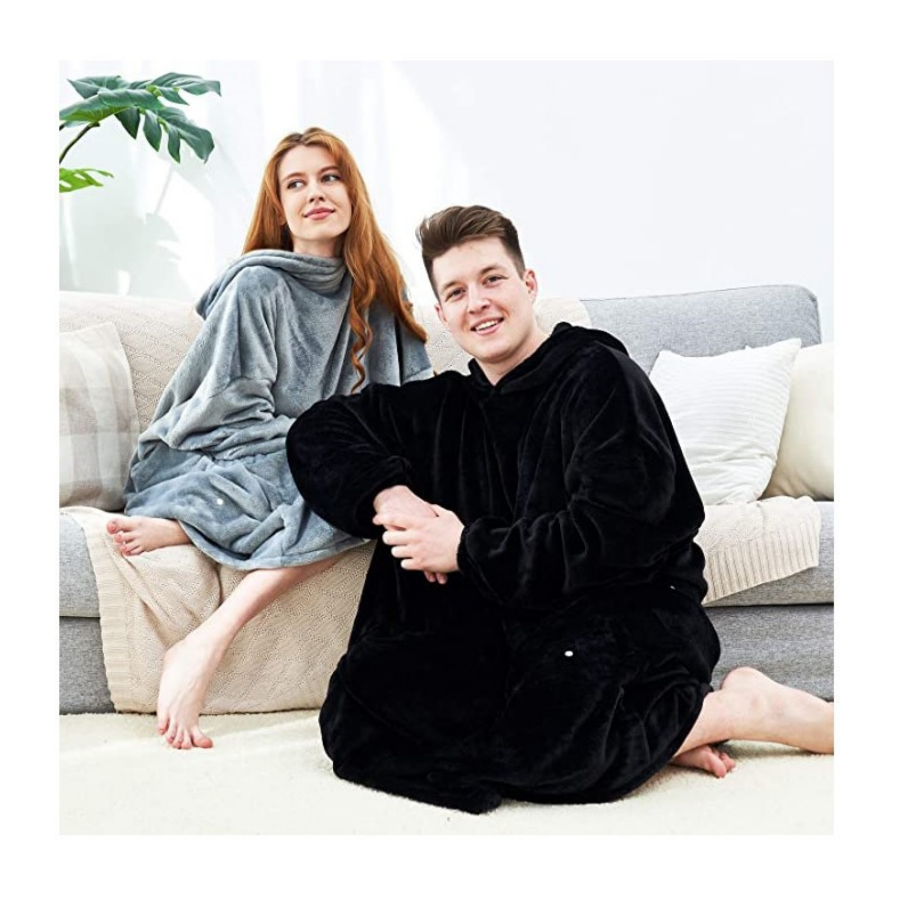 Oversized Microfiber & Sherpa Wearable Blanket 4