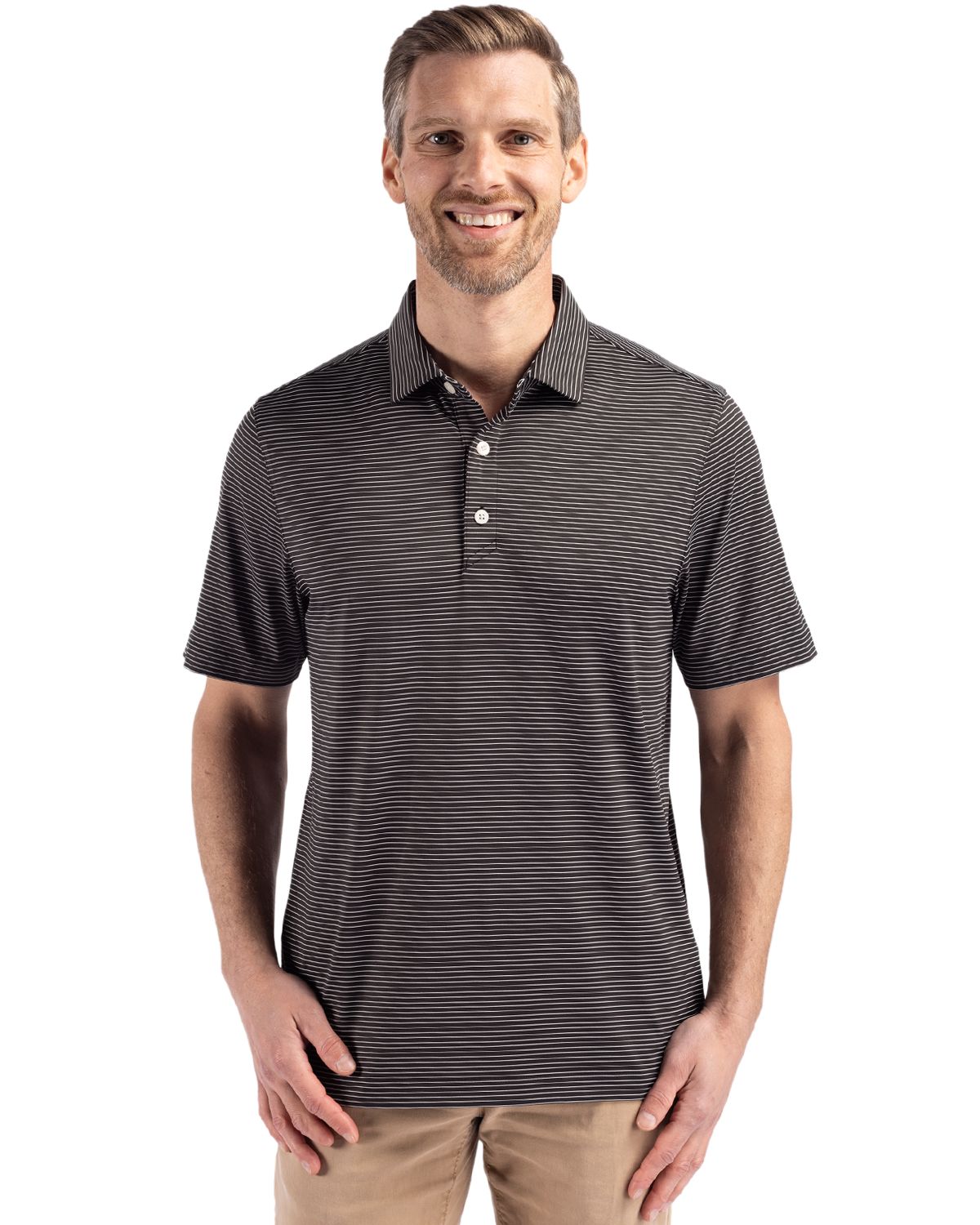 Cutter & Buck Forge Recycled Fine Line Stripe Four-Way Stretch Mens Polo 41