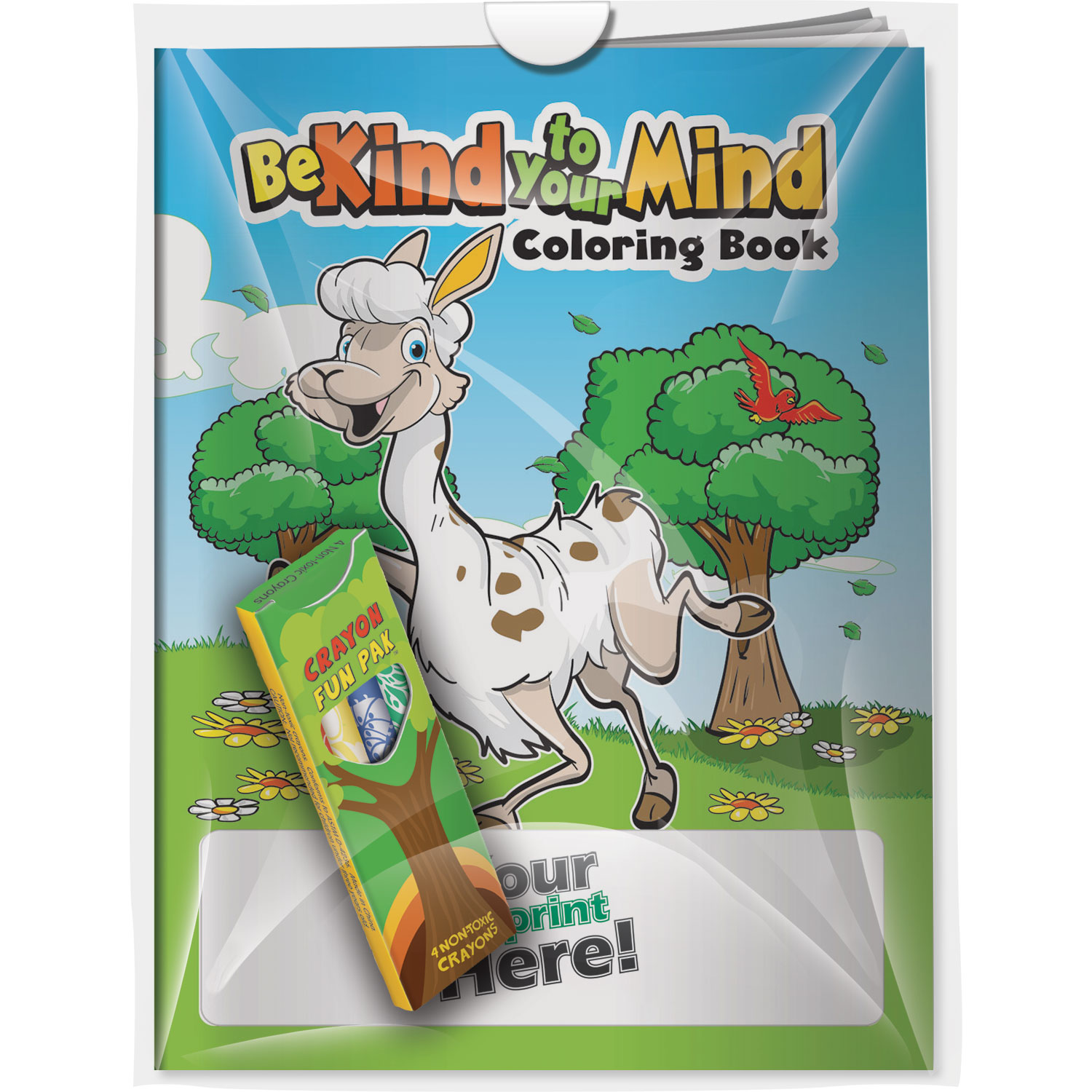 Combo Pack - CB1145 Coloring Book & 4-Pack of Crayons (Imprinted) in a Poly Bag 3