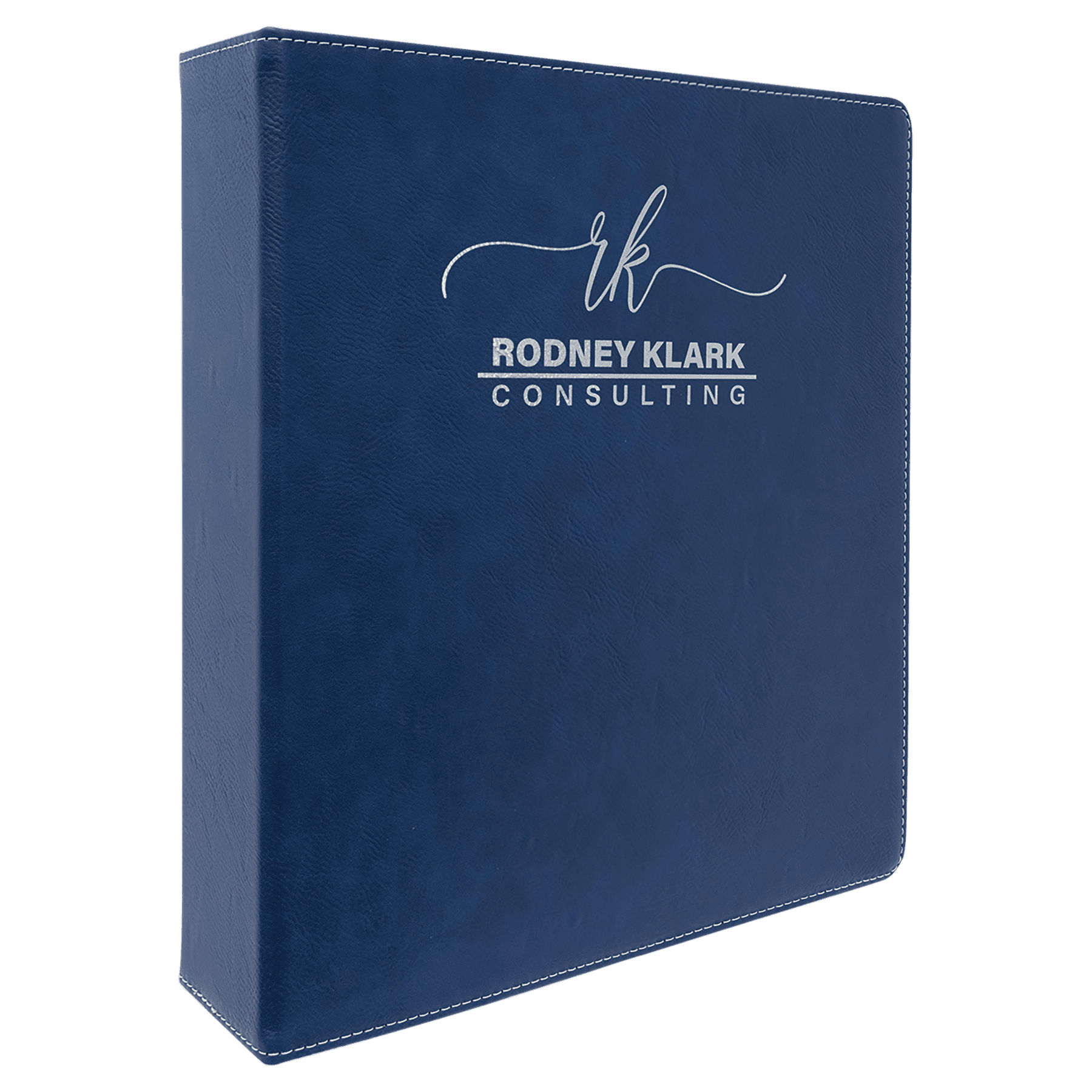 11" x 11 1/2" Blue/Silver Leatherette 3 Ring Binder with 2" Slant D Rings 1