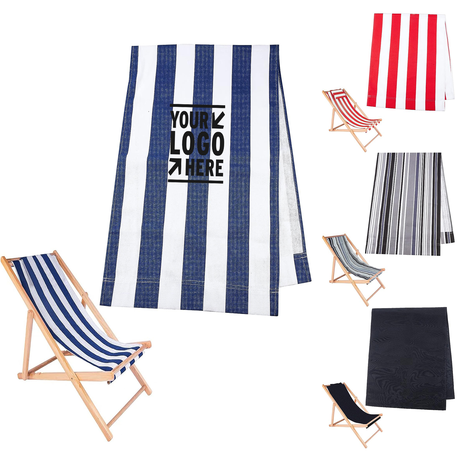 Replacement Canva Beach Blue White Stripes Casual Simple Sling Chair 2