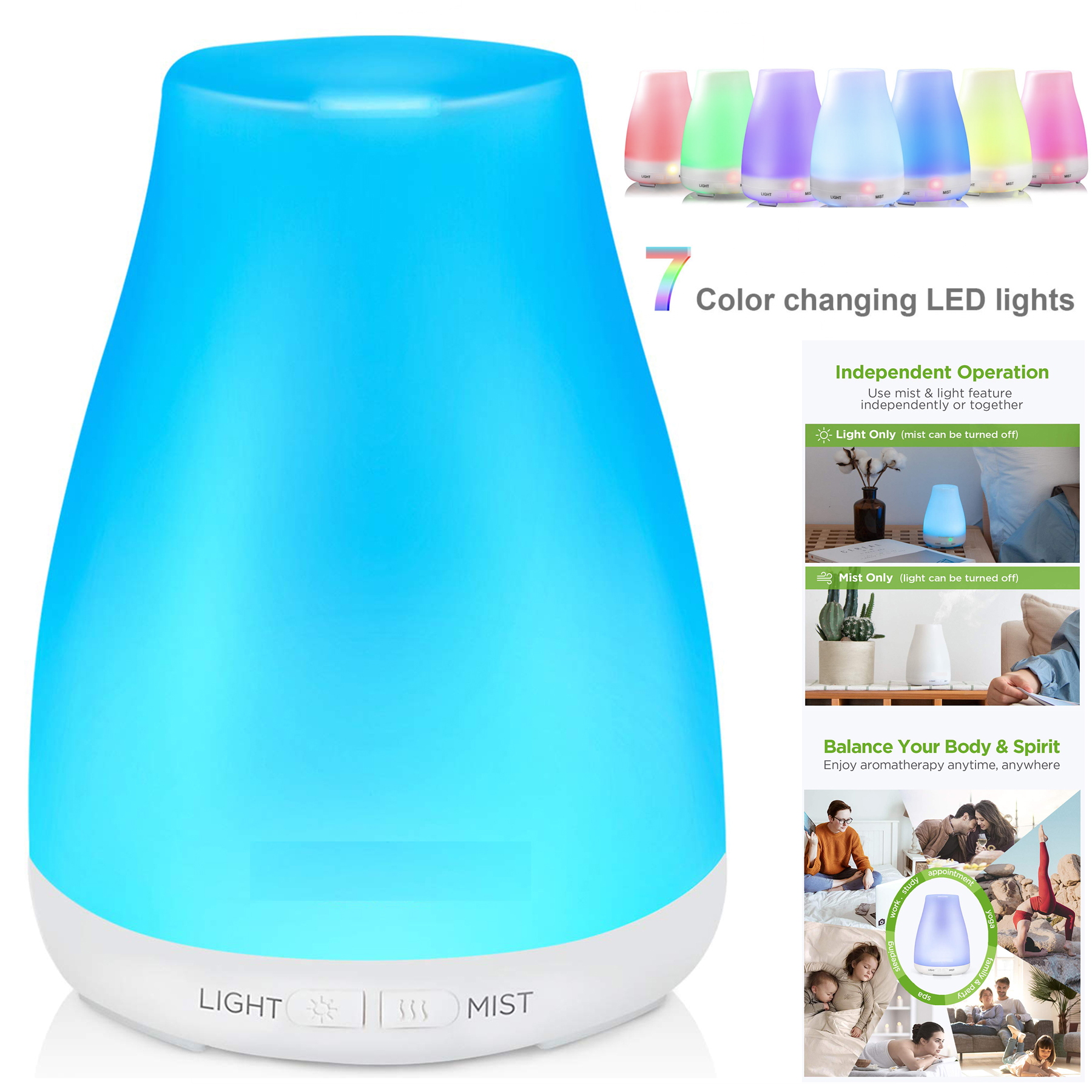 7 Colors Changing Light  Essential Oil Diffuser 2