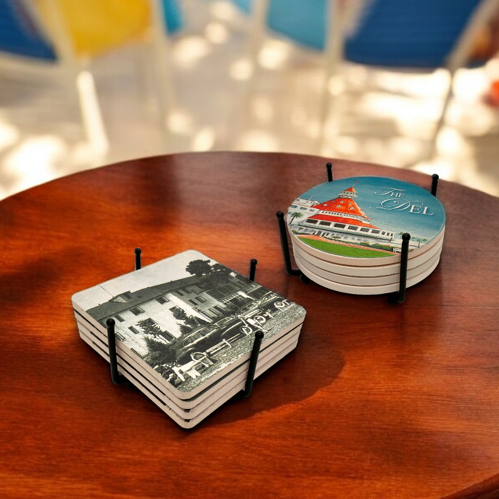 Heavy Duty 4 Ball Post Metal 4 Coaster Holder Sets 6